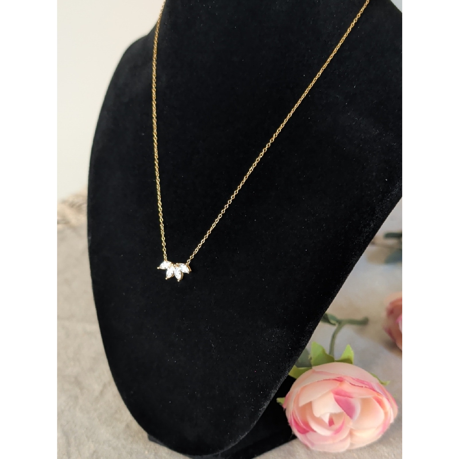 Caitlyn Minimalist 18k Gold Necklace Marquise Cz Diamond Bridal Collection — image 8 of 8